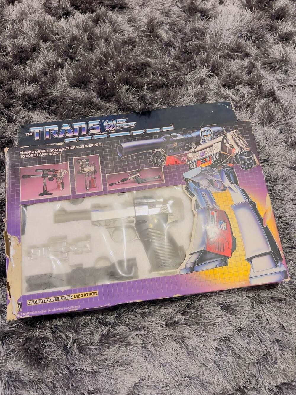 Vintage 1984 Transformers G1 Megatron Decepticon Leader Walther P-38 CIB
